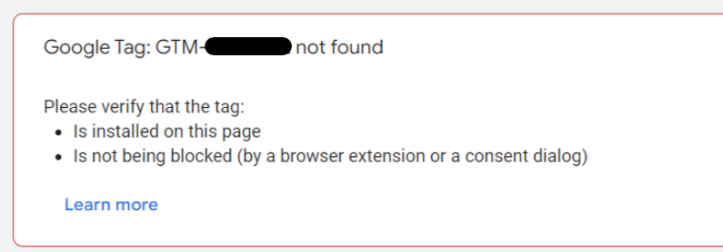 GTM-＊＊＊＊＊＊ not found